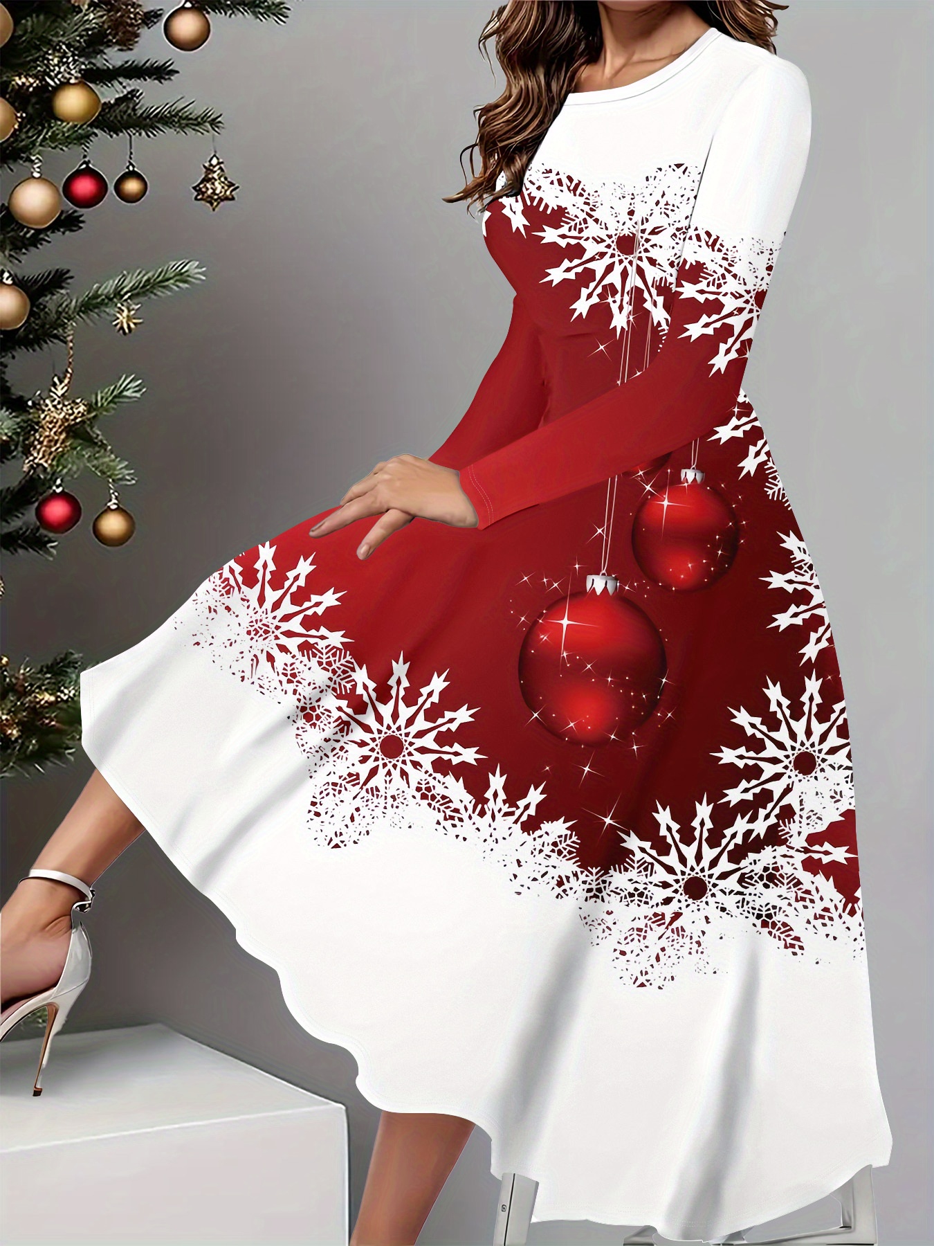 Christmas Dress Plus Size Holiday Dresses With Sleeves Women's