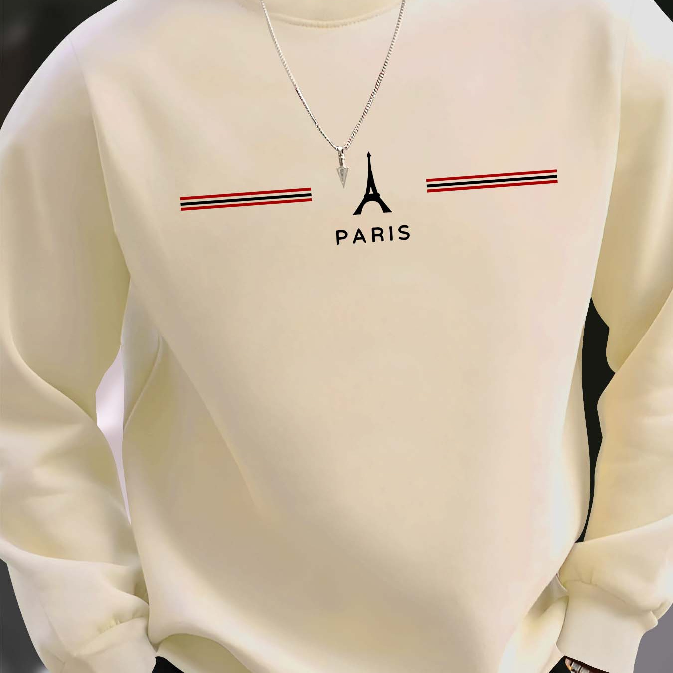 

Men's Paris Active Sweatshirt Knit Polyester Crew Neck Long Sleeve Fashion Pullover With Slight Stretch And Pattern Detail