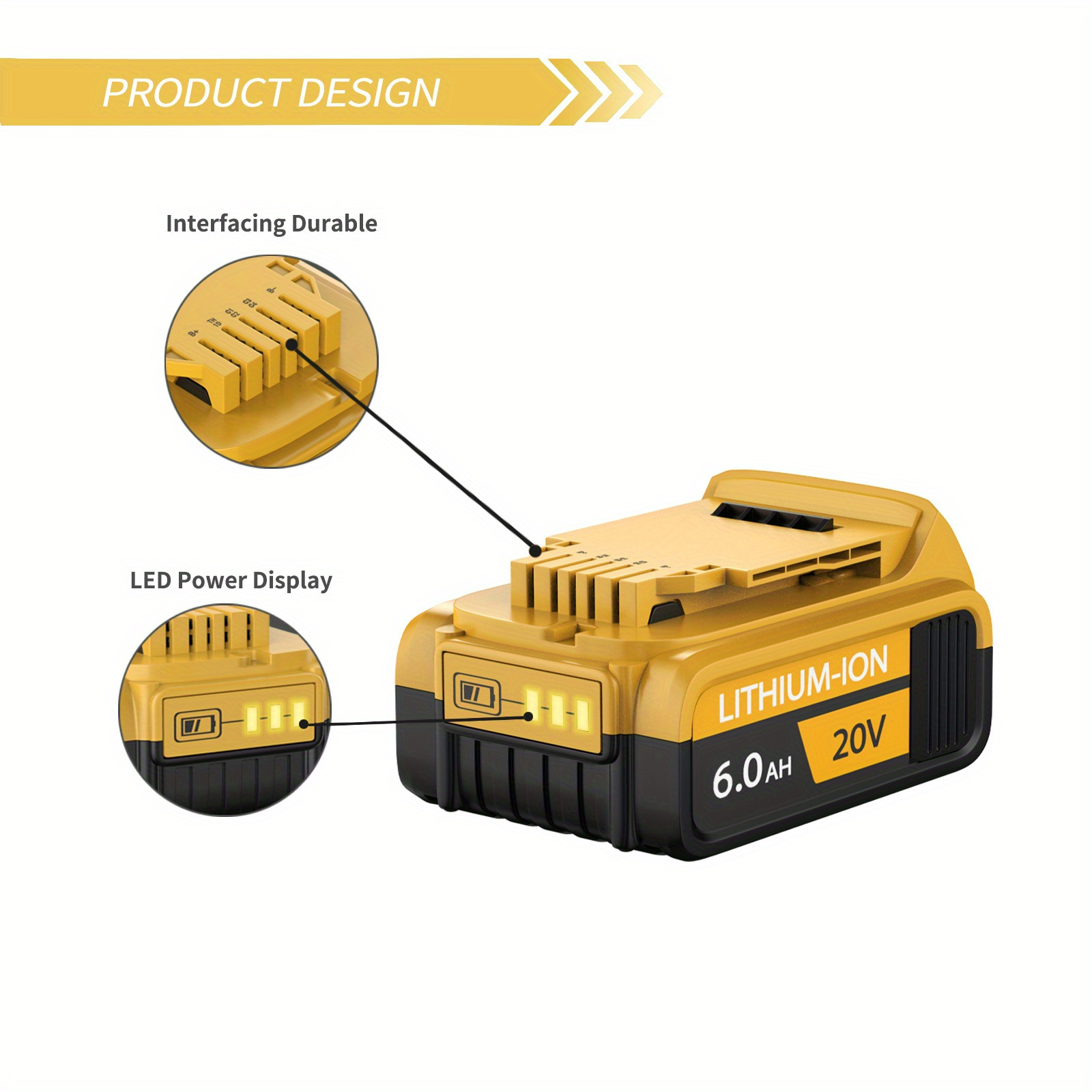 

Battery For Dewalt 20v 20 Volt .0ah Dcb204 Dcb200 Dcb206 Lithium Ion Replacement