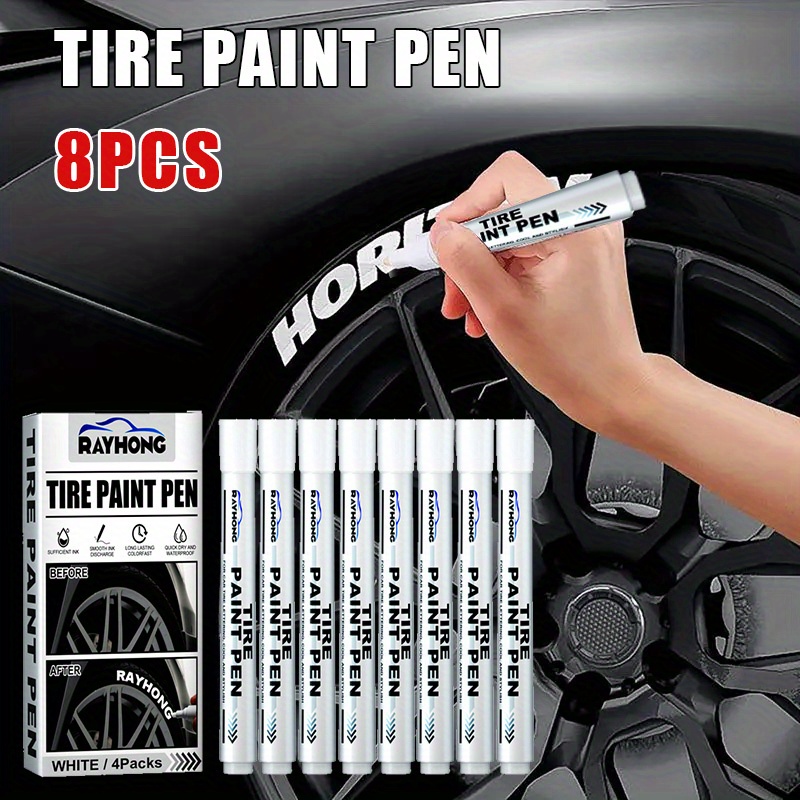 TEMU Set Of 8 Precision Tire Markers - Fine Point, Art Supplies For Vehicle Graffiti, Tire Marking Tool, Tread Number Labeling, Durable Marker, Industrial Use, Ideal For