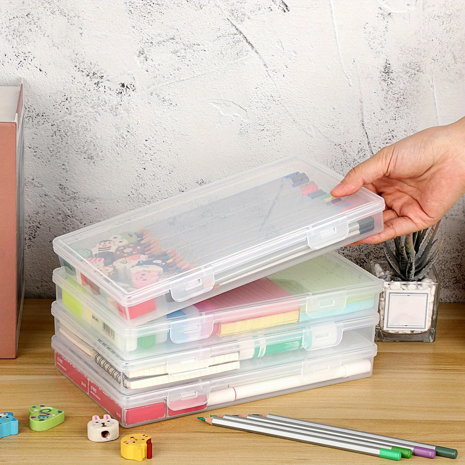 

Clear Plastic Storage Box With Flap Lid, Multipurpose Craft Organizers And Storage Box Art Supply Storage Organizer Plastic Sewing Box For Beads Pencils , 1 Pack Large