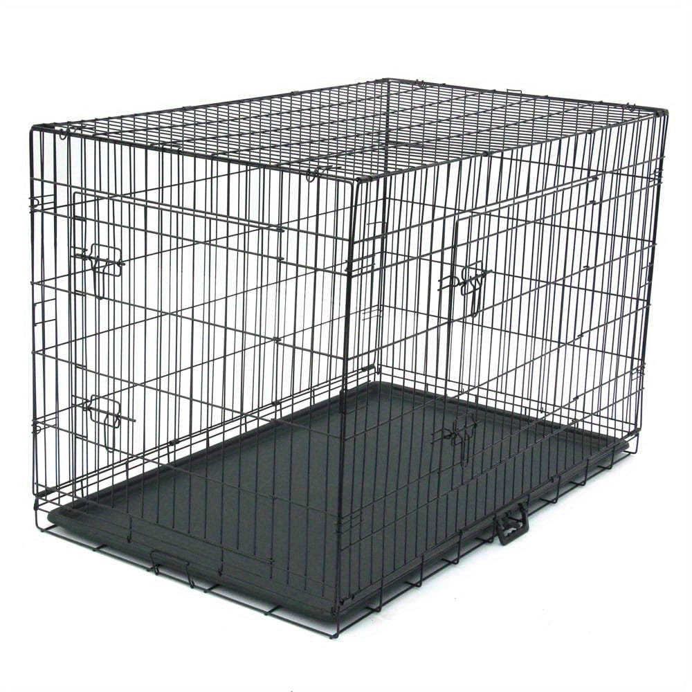 TEMU Cage pour chien robuste et pliable à double porte avec séparateur et bac amovible en plastique ABS (77.5 X 48.5 X 55.5)/(92.5 X 57.5 )/(92.5 X