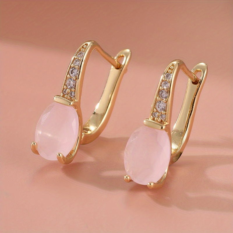Image of Delicate And Elegant Pink Oval Jewel Earrings, Ladies Holiday Party Wear Exquisite Accessories, Birthday Gift, Christmas Earrings