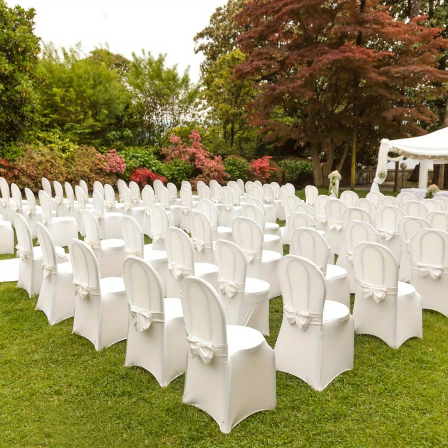 

Housses de chaise universelles extensibles Housses de chaise blanches Housses de chaise avec ruban Housses de chaise pour les fêtes, les et les célébrations, Blanc