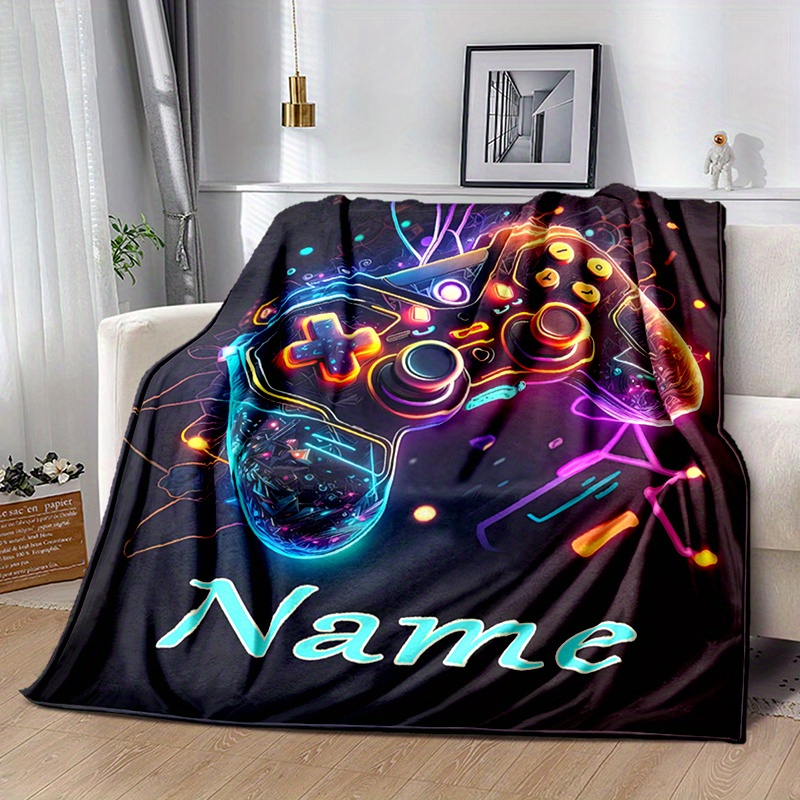 

Personalized Gamepad-themed Blanket - Custom Name, , Camping & Travel | Ideal Gift For Gamers, Custom Name Blanket, Gamepad Technology, Soft And Warm, Holiday Gift