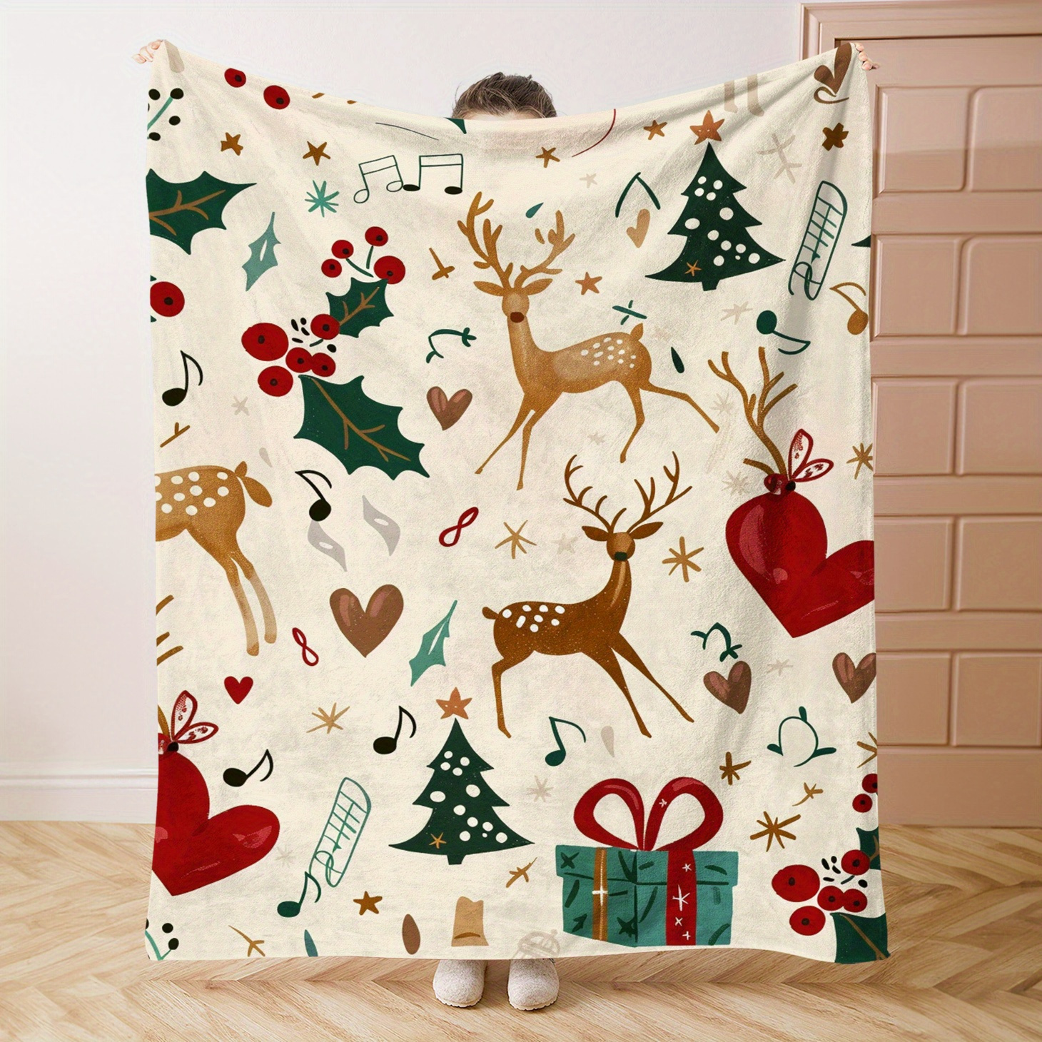 

Christmas Themed Flannel Throw Blanket – Soft And Comfortable Lightweight Bed/sofa Throw With Festive , Office, Gift, Camping & Travel – 100% Polyester Contemporary Style – 200-250g Knitted Fabric