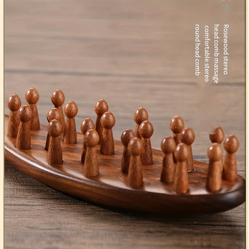 Peine de Madera para Masaje del Cuero Cabelludo y el Cabello con Dientes de Madera Densa - Salud y Cuidado del Hogar