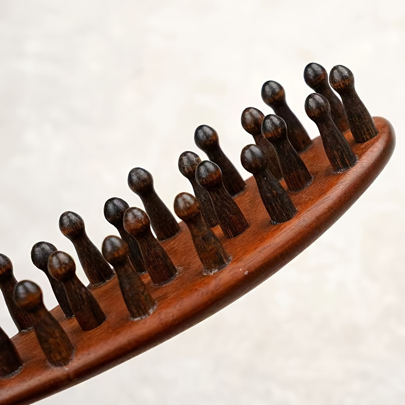 Peine de Madera para Masaje del Cuero Cabelludo y el Cabello con Dientes de Madera Densa - Salud y Cuidado del Hogar