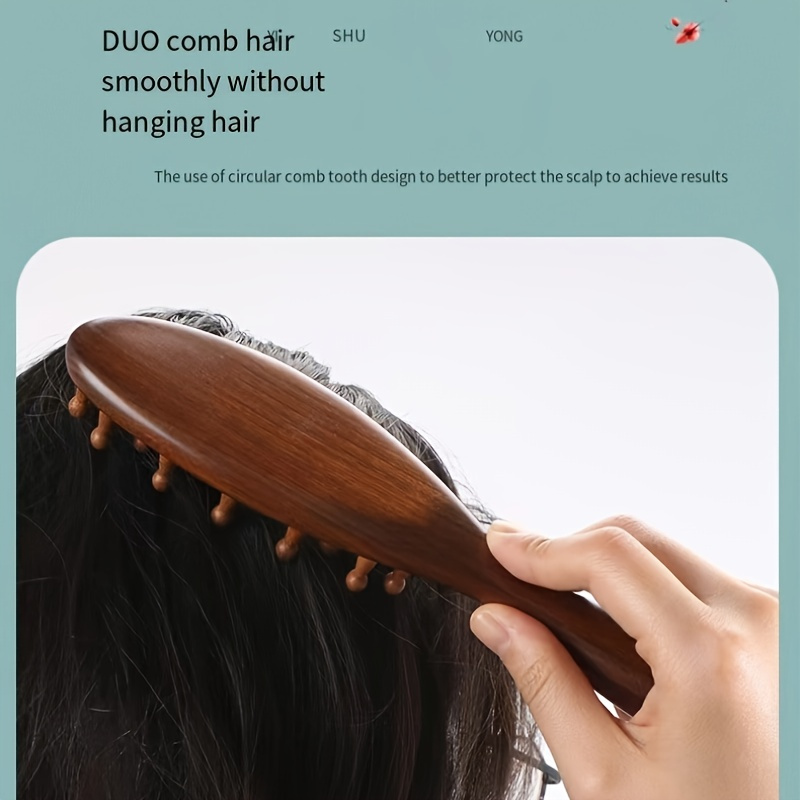 Peine de Madera para Masaje del Cuero Cabelludo y el Cabello con Dientes de Madera Densa - Salud y Cuidado del Hogar