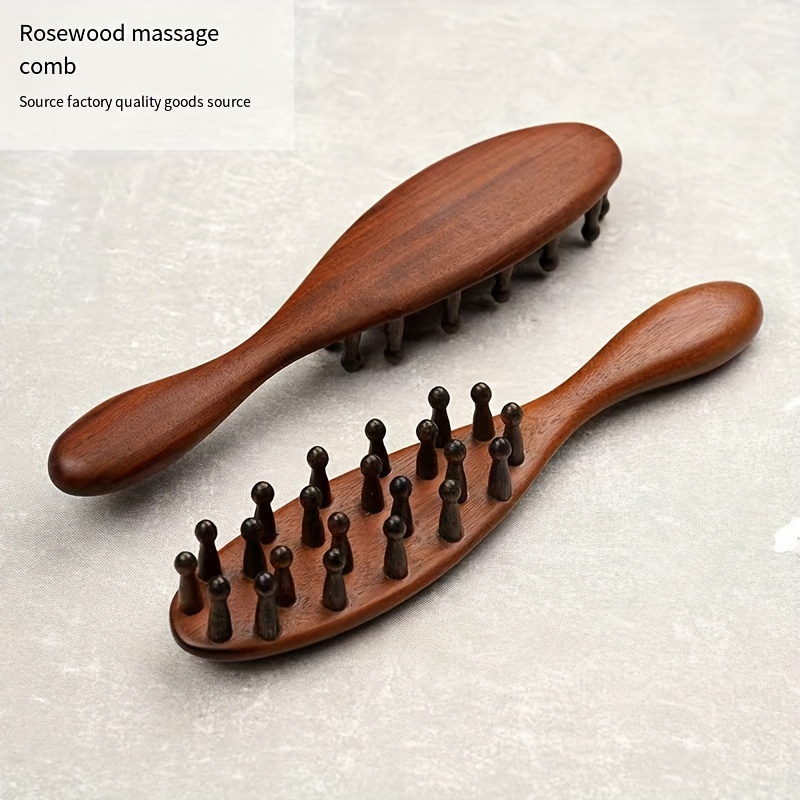 Peine de Madera para Masaje del Cuero Cabelludo y el Cabello con Dientes de Madera Densa - Salud y Cuidado del Hogar