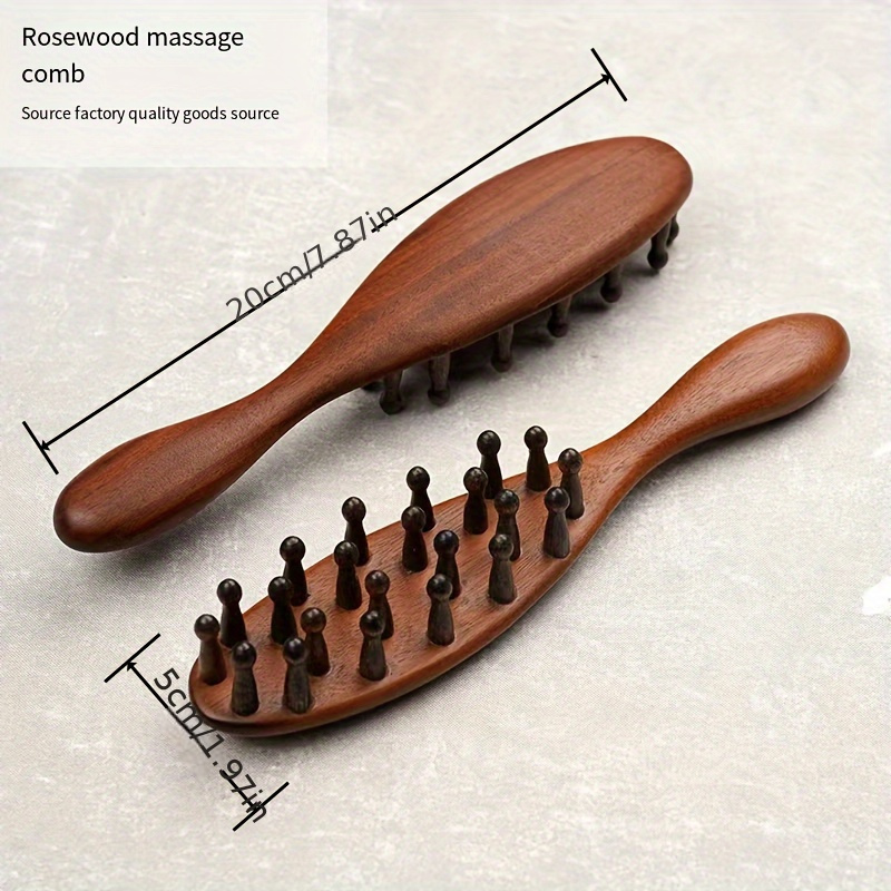Peine de Madera para Masaje del Cuero Cabelludo y el Cabello con Dientes de Madera Densa - Salud y Cuidado del Hogar