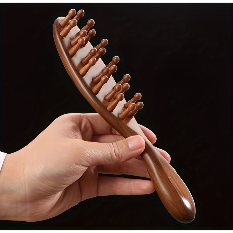 Peine de Madera para Masaje del Cuero Cabelludo y el Cabello con Dientes de Madera Densa - Salud y Cuidado del Hogar