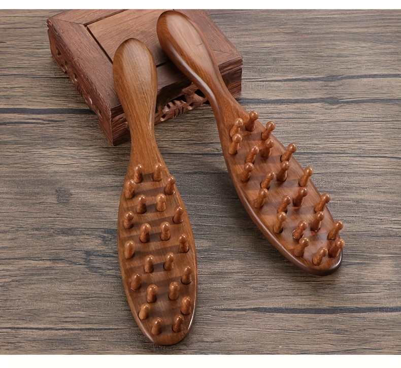 Peine de Madera para Masaje del Cuero Cabelludo y el Cabello con Dientes de Madera Densa - Salud y Cuidado del Hogar