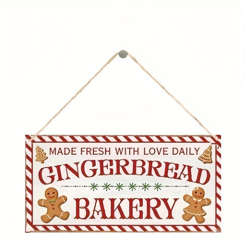 

Vintage Wooden Gingerbread Bakery Sign - Multipurpose Wall Hanging Decorative Plaque For Home Kitchen, Living Room, Holidays - No Electricity Needed - Christmas, Thanksgiving, Decor