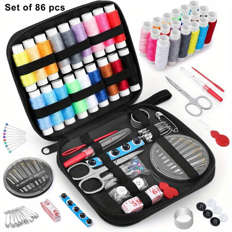 

Complete Sewing Kit With Storage Box - Diy Needlework, Quilting & Embroidery Supplies For All - Colors Fabric Craft Set