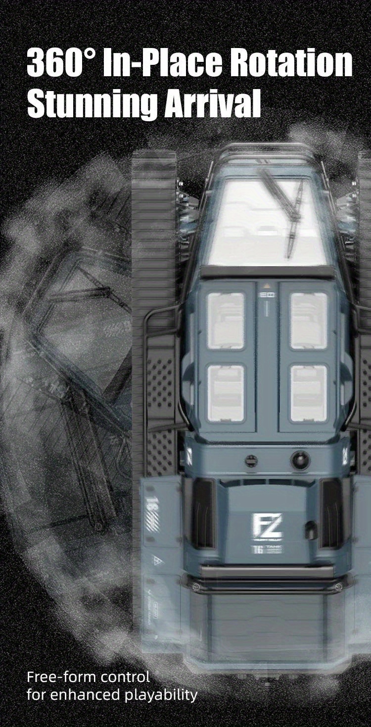 高速遥控坦克车 - 2.4ghz遥控，全地形越野漂移与岩石爬行，带充电锂电池 - 耐用塑料，灰/黄色 详情 5