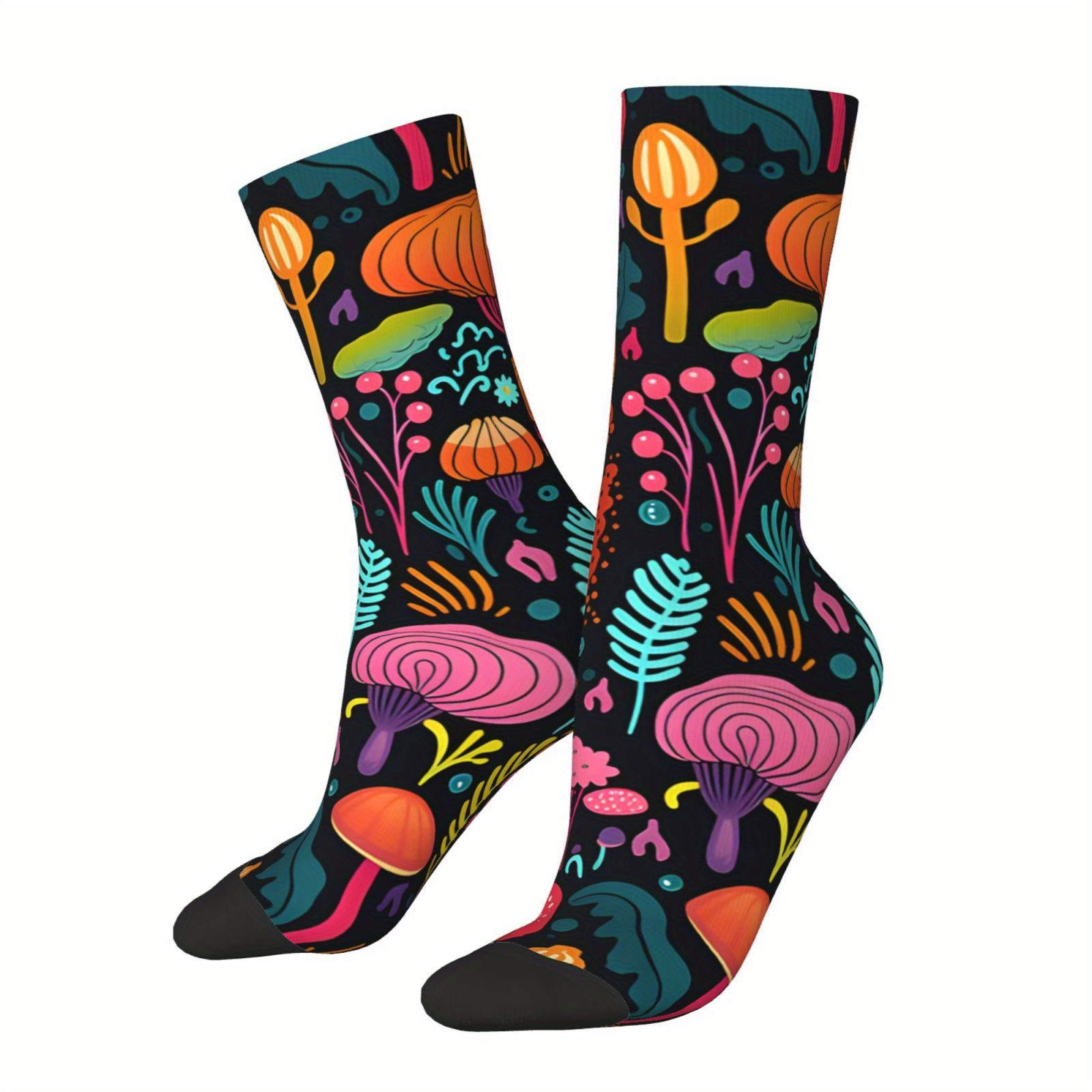 

Hip Hop-inspired Neon Print Crew Socks - Breathable, Comfortable Polyester , Fun Novelty Gift For