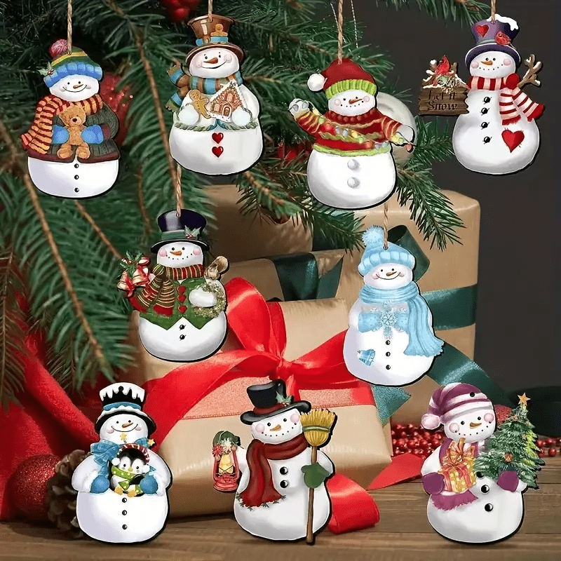 

24pcs Christmas Eve Personalized Creative Winter Snowman Wooden Pendant Christmas Tree Party Decoration Supplies (with Rope)