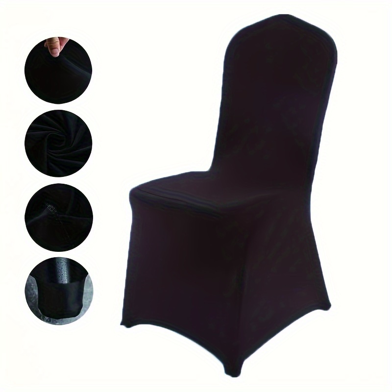 TEMU 2/6pcs Black Chair Covers Spandex Chair Cover Stretch Slipcovers Covers For Wedding, Party And Banquet