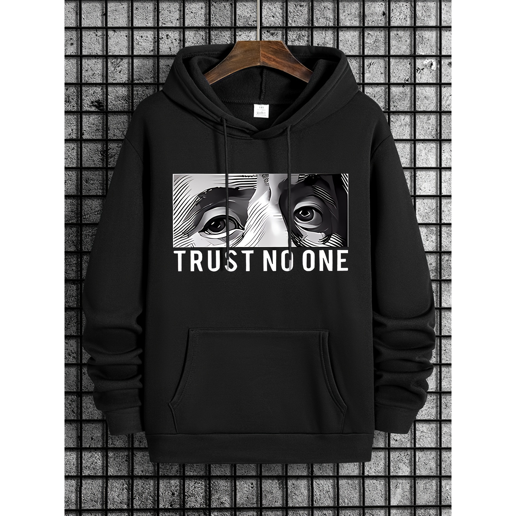 

Men's Eye Letter Sweatshirt, Fashion Drawstring Hoodie, Comfortable All-match Long-sleeved Sweater With Hood Autumn And Winter