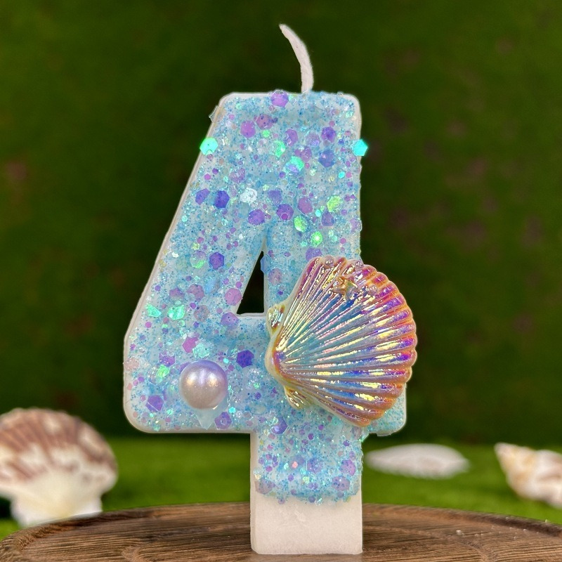Ocean-inspired Birthday Candle - Sparkling Shell Design, Perfect For Diy Cake Decorations & Party Celebrations