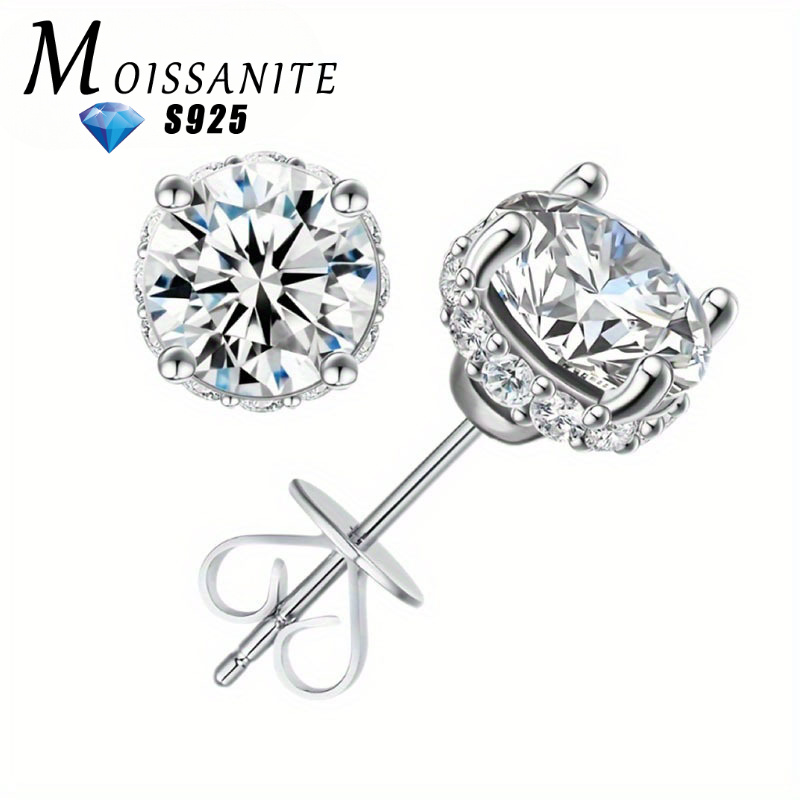 

925 Sterling Silvery 1 Carat * 2 Moissanite Earrings, Fashionable And Stylish, Suitable For , And , And , Suitable For Dating Parties, And Weddings, With Gift Box