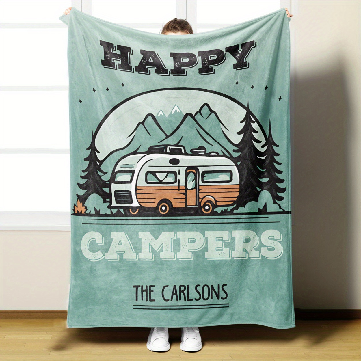 

1pc Outdoor Camping Car Print Printed Blanket, Warm Gift, Holiday Gift For Family, Friends, Comfortable Soft Polyester Plush Fabric, Sofa Bed Decoration Supplies, Birthday Holiday Gift Outdoor Camping