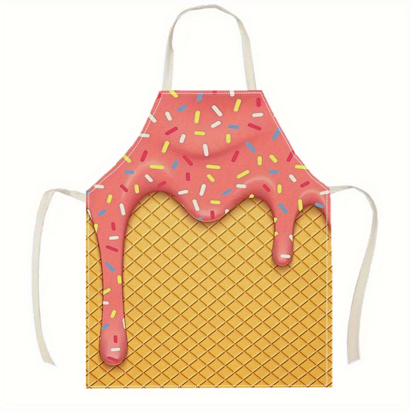 

Ice Cream Pattern Kitchen Apron - Polyester, Ideal For Cooking & Bbqs