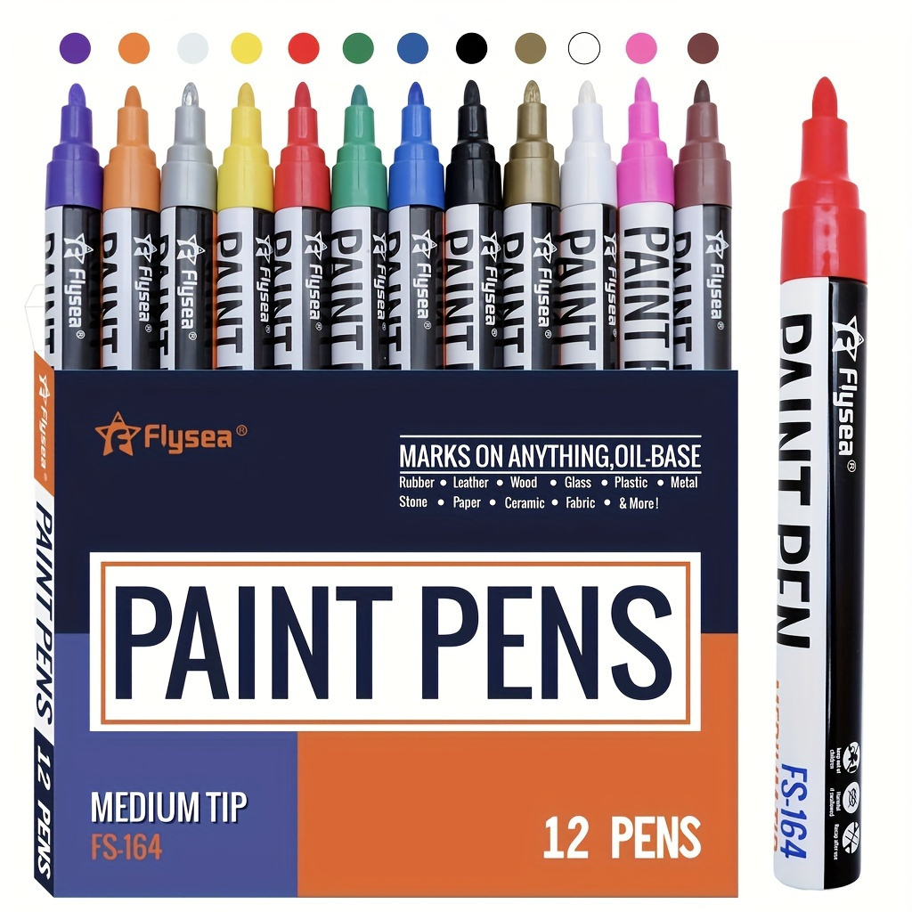 

12 Color Waterproof Paint Pen Car Wheel Tire Oily Painting Pen Polishes Metal Permanent Marker Graffiti Oily Marker