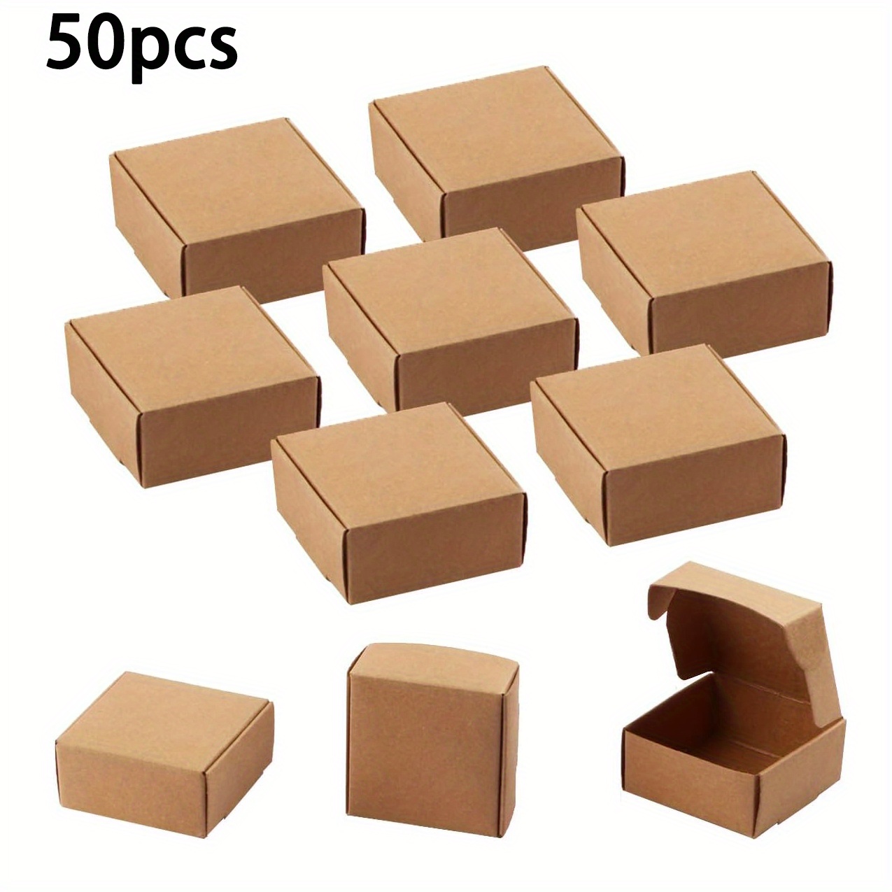 50-Pack Mini Kraft Paper Gift Boxes for Jewelry, Earrings, and Small Items - Multipurpose Boutique Packaging for Celebrations, Birthdays, Weddings, Holidays, Christmas, Thanksgiving Gifts & Presents