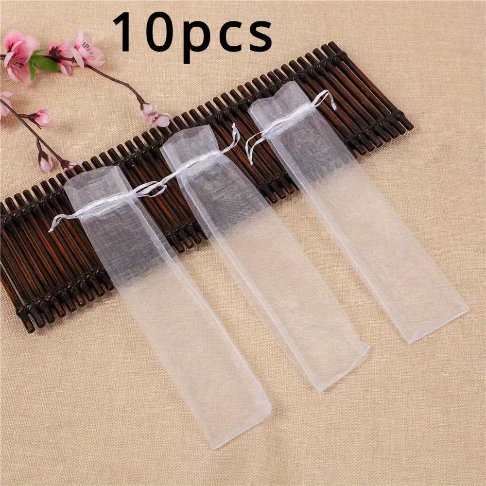 Gift For Her/him 10pcs Mesh Bag Fan Bag Organza Bag Gift Bag Drawstring Bag Bag Organza Fan Bag With Drawstring, Transparent Organza Bag For Wedding Gifts, Party Gifts And Hand Fan Storage