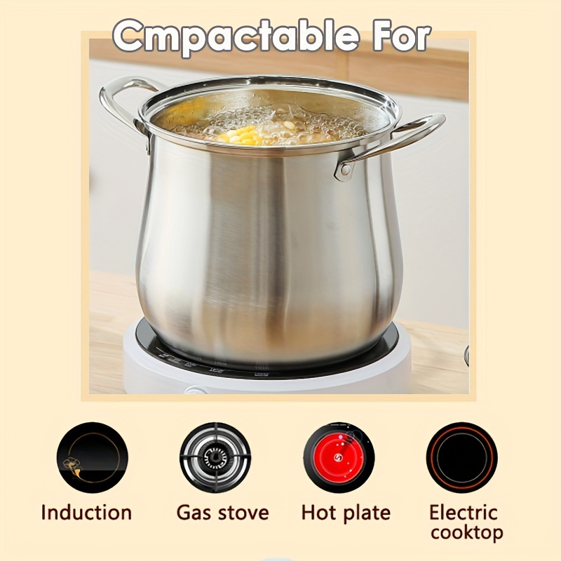 

5l Stainless Steel - Large , & Safe Cooking Pot Set Tempered Lid And For Gas, , Induction Stovetops