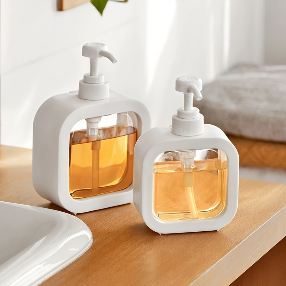 

2pcs Rectangular Plastic Soap Dispensers, 300/500ml, Refillable & Leak-proof, For Shower, Shampoo & Lotion, Portable, Unfragranced, Hand-wash Only, Accessories