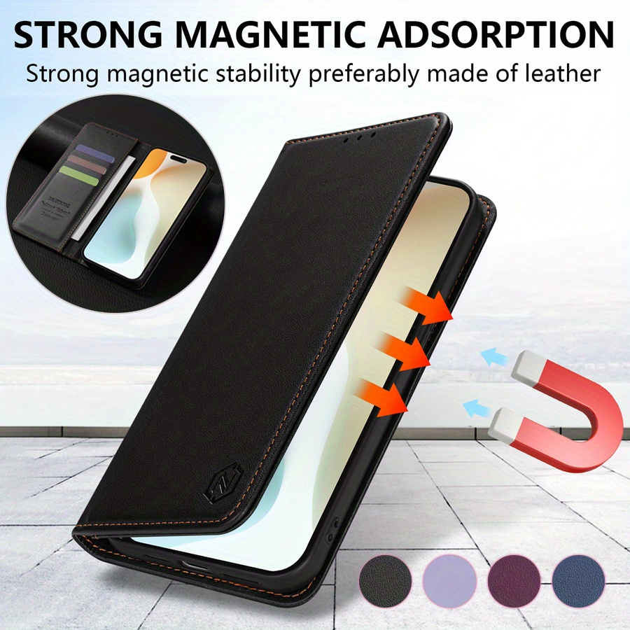 

Wallet High-quality Artificial Leather With Card Slot Kickstand Strong Magnetic Flip Case For 16 Pro Max Business Shockproof Protective Cover Card Bag