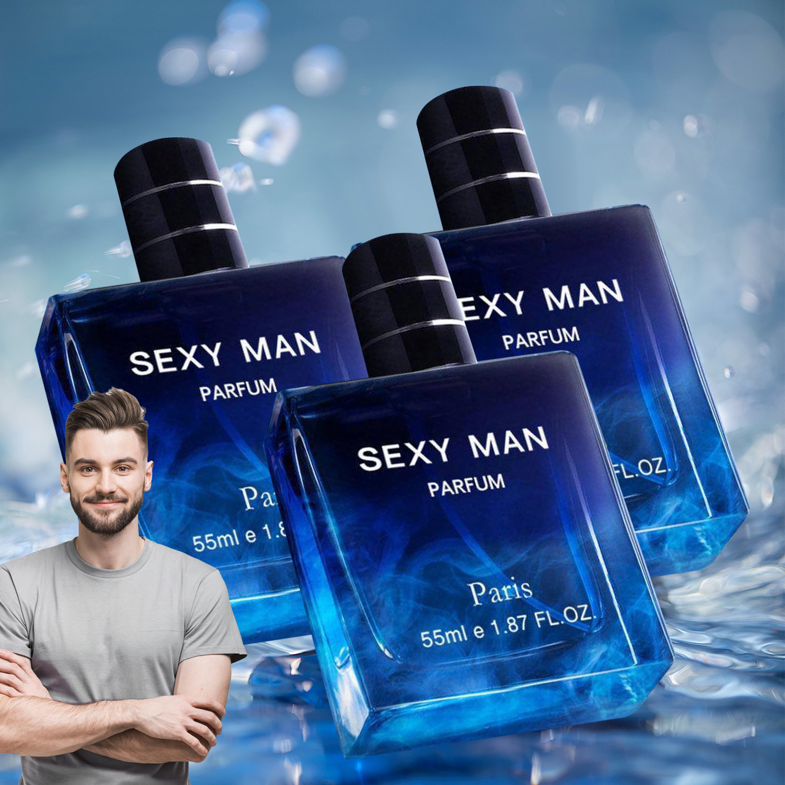 3pcs Men's Gentleman Azure , Long- And Fragrance