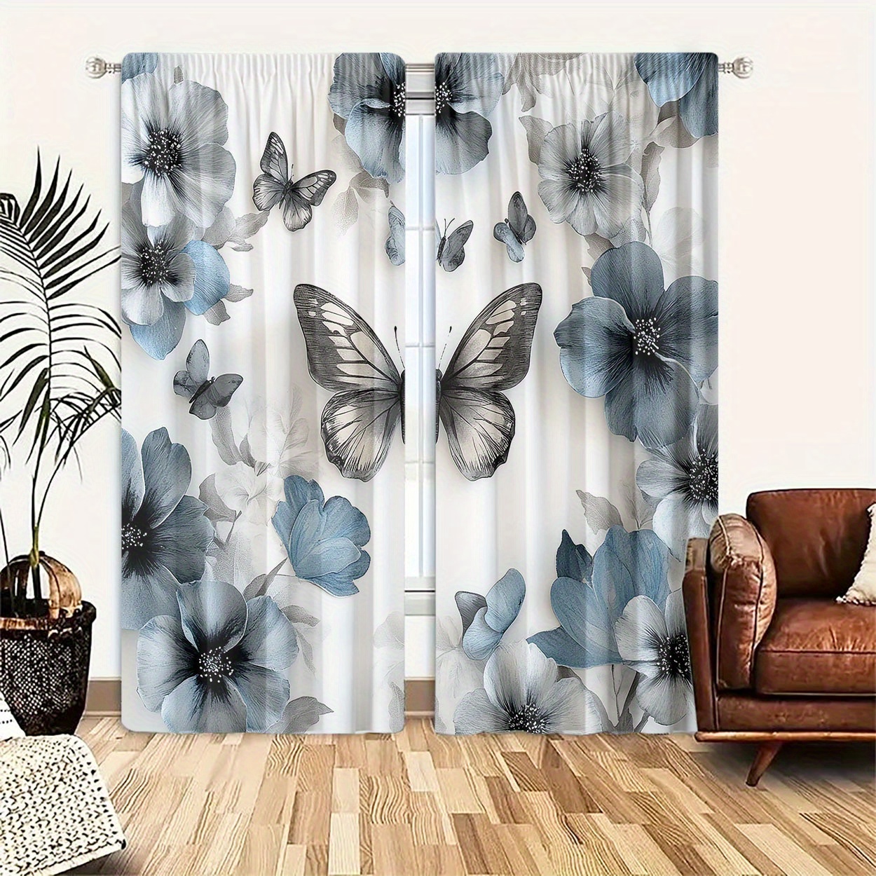 

2pcs Set Curtains - Rod For Hanging, For , , Decor - Polyester,