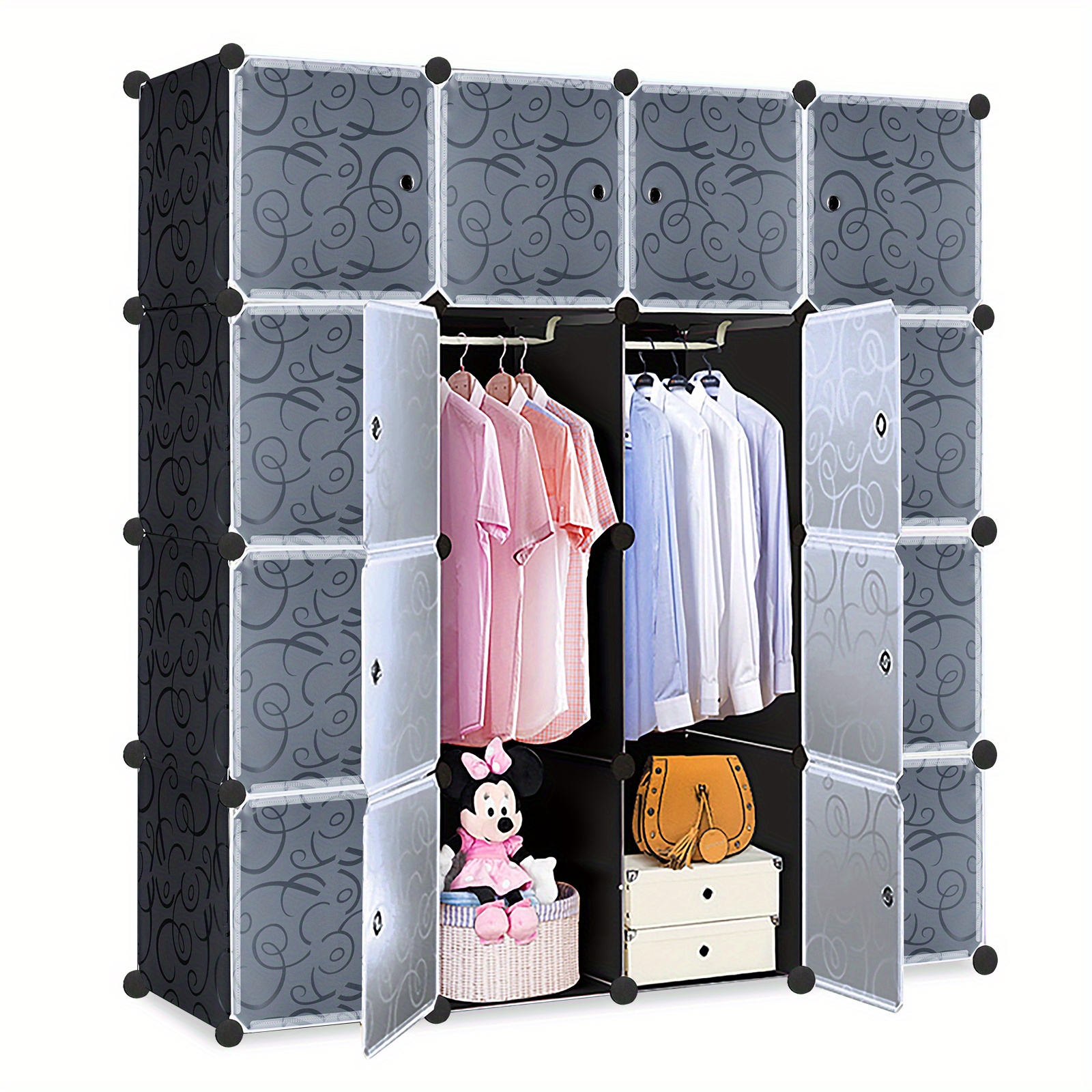 E-shop Kleiderschrank Kleiderschrank Plug-In Regalsystem Regalsystem Kleiderschränke mit Muster, Stehregal, Stehregal