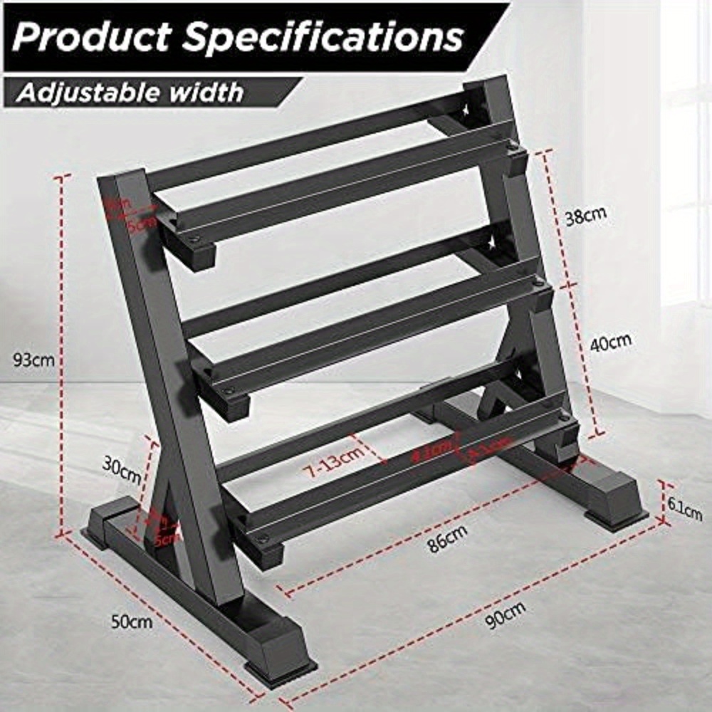 TEMU 3-tier Dumbbell Rack, 90 X 50 X 93cm Storage For All Weights Of Dumbbells, 300kg Load Capacity