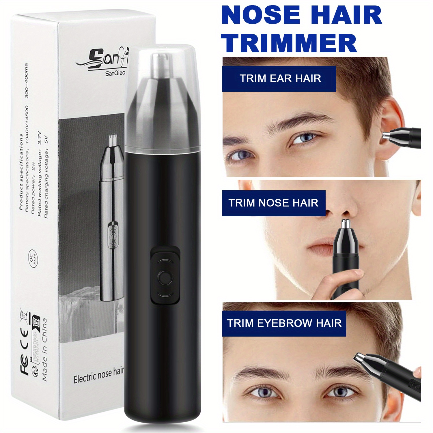 

1pc Nose Ear Hair Trimmer, Portable Usb Rechargeable Nose Hair Trimmer, Stainless Steel Blades Painless Facial Hair Remover, Perfect Gift For Men