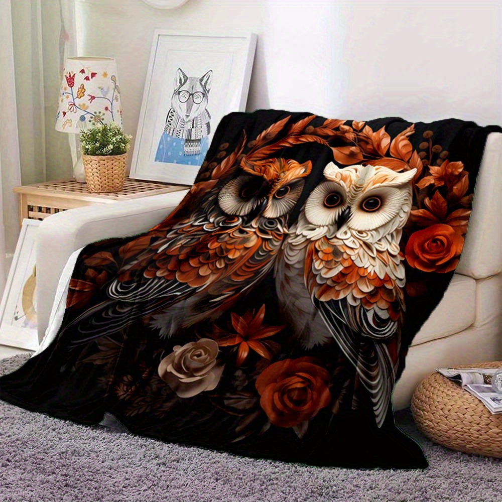 

Cozy Owl Print Throw Blanket - Soft, Warm & Versatile For Couch, Sofa, Office, Bed, Camping & Travel - Perfect Gift