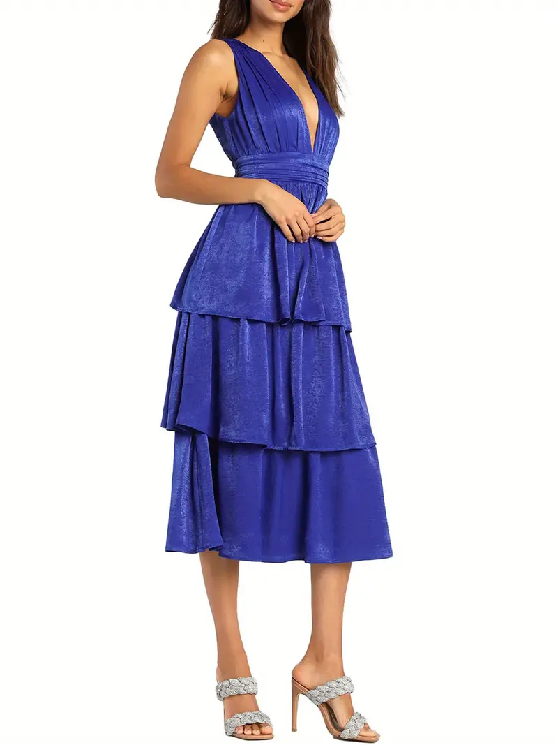 womens summer midi party dresses solid color sleeveless v - Temu womens summer midi party dresses solid color sleeveless v - Temu