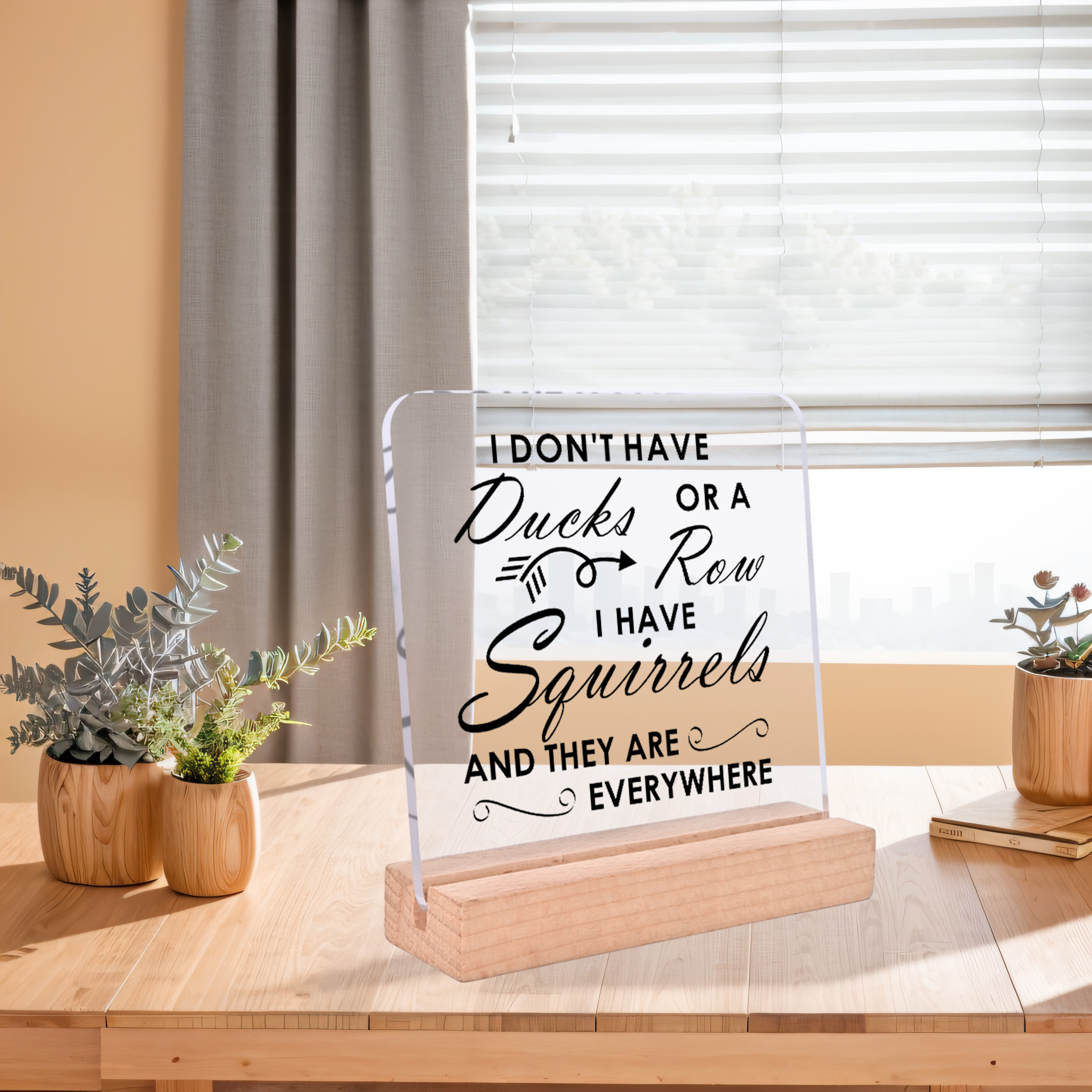 

1pc Acrylic Desk Decor Sign - " Have Ducks Or A Row" Humorous Quote Stand For Office, Home, And Party Centerpieces - No Electricity Or Feathers Required