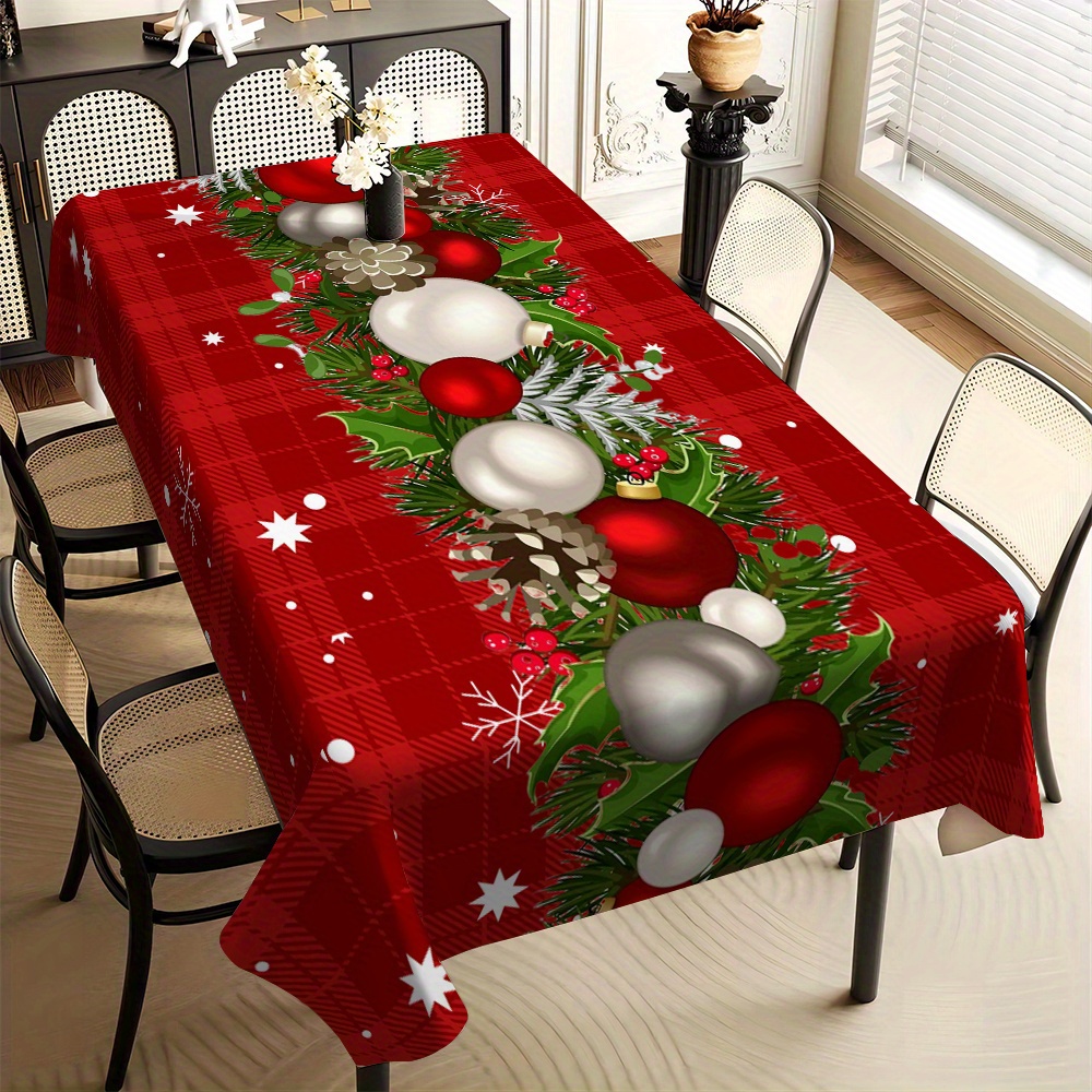 

Christmas-themed Print Waterproof & Stain-resistant Tablecloth - Wrinkle-free Polyester, Dining, Parties, Buffets & Weddings, Christmas Waterproof Vinyl Tablecloth Fitted