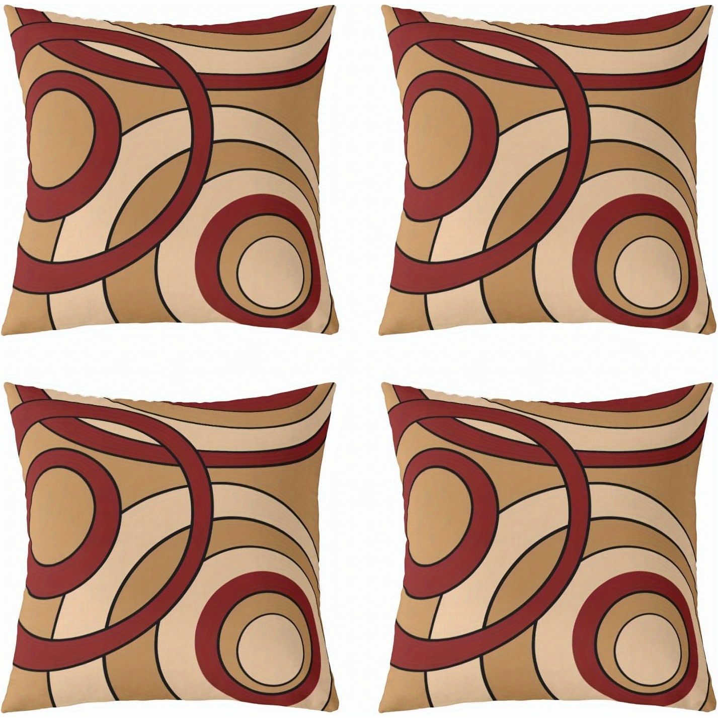 

4pcs Boho Chic Geometric & Striped Throw Pillow Covers, 18x18 Inch - Modern Vintage Gradient With Abstract Spiral Design, Zip Closure For