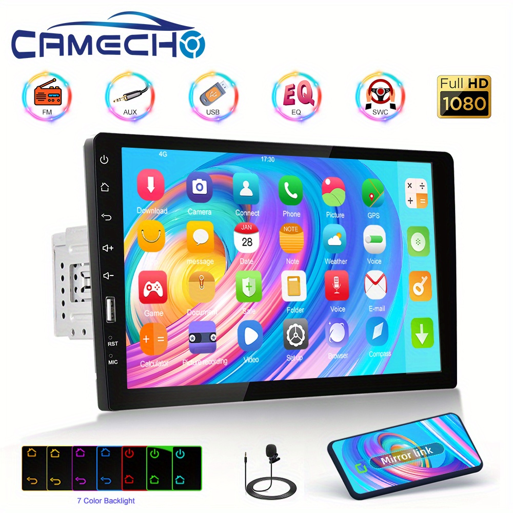 

Camecho Single Din Car Stereo With Wireless 9 Inch Screen Car Stereo External Microphone Fm Mp5 Player Car Audio Receivers Support Swc Usb Eq Car Radio