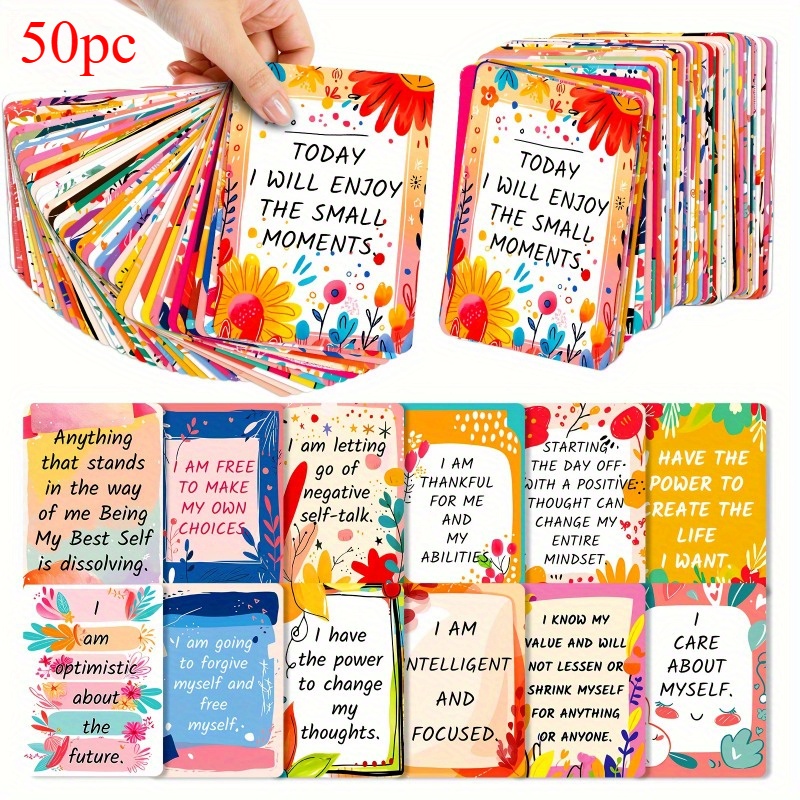 

50pcs Inspirational Affirmation Cards With Vibrant Designs & - Gifts, Halloween, Christmas, /friends