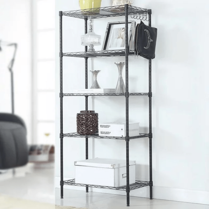 TEMU 5 Tier Metal Storage Rack Shelving Wire Shelf Kitchen Office Garage Unit Racking Black, Standing Shelf