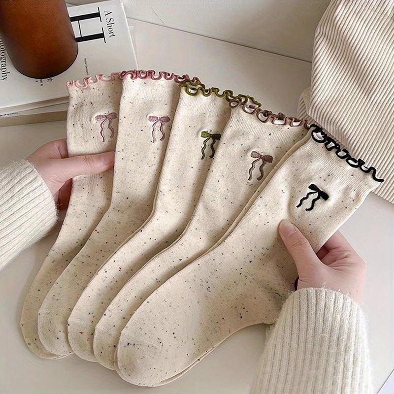 

5pcs Bowknot Embroidered Mid- - , , And For Fall/ - For , , And