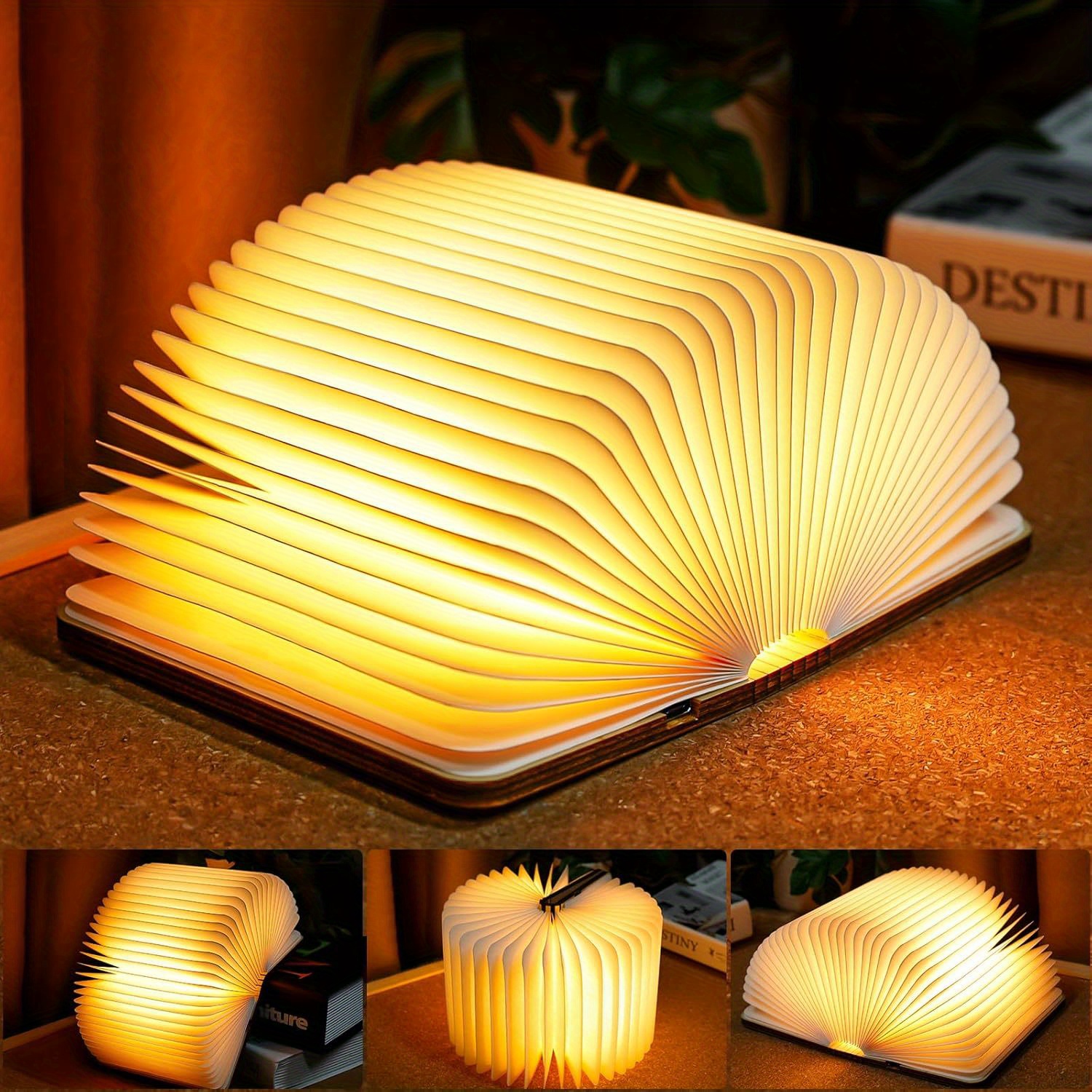 

Book Lamp Led, Foldable Book Light 2500 Mah Rechargeable Usb-c, Night Light, Bedside Lamp, Night Light For Girlfriend, Gift, Home Decor