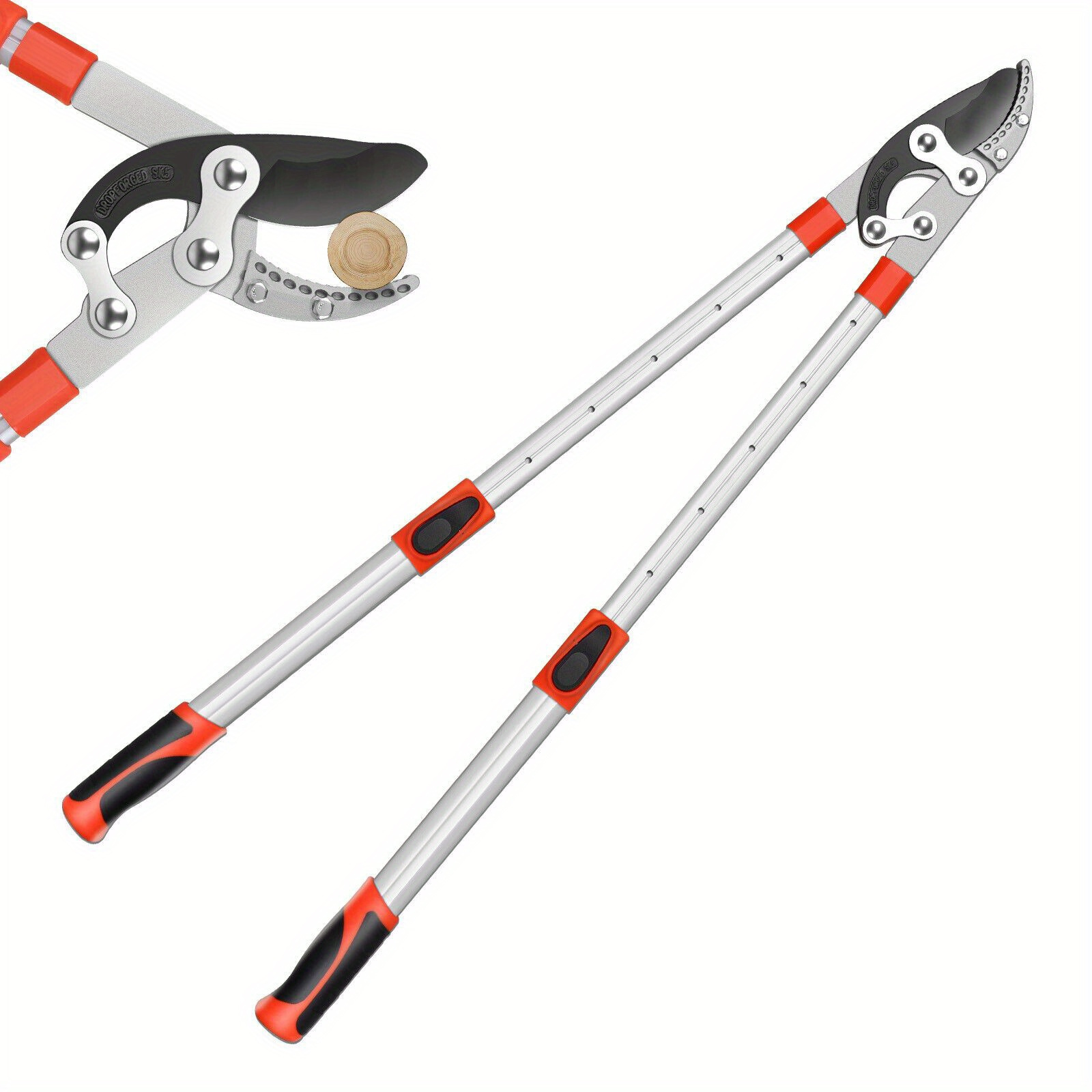 1 Set -5 Steel Manual Pruning Shears With Telescopic Non-slip Handle, Branch Shears, Screw Fixing Design, Gardening Tools